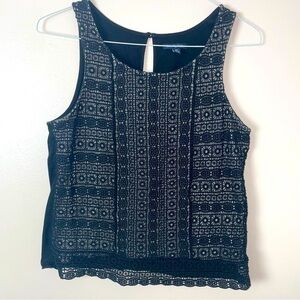 American Eagle Sleeveless Lace Overlay Top Keyhole Back Size Medium